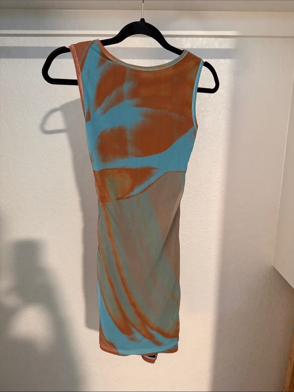 Sleeveless Tie-Dye Midi Dress in Blue and Brown